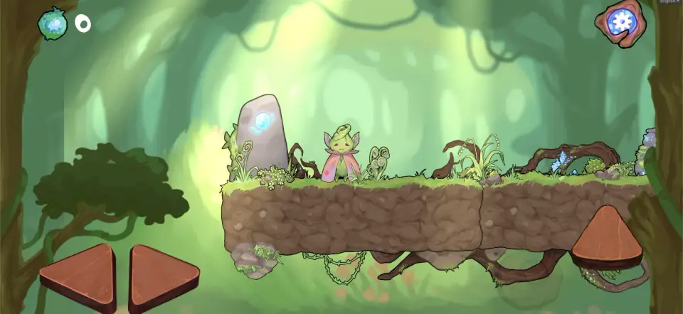 Boo by a glowing rune stone in a sunlit glade