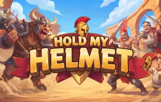The iron-bound gates of the Hold my Helmet gladiator arena standing open, with the title "Into the Arena"