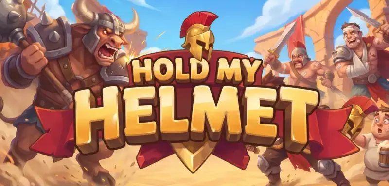 The iron-bound gates of the Hold my Helmet gladiator arena standing open, with the title "Into the Arena"