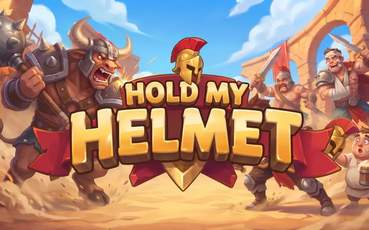 The iron-bound gates of the Hold my Helmet gladiator arena standing open